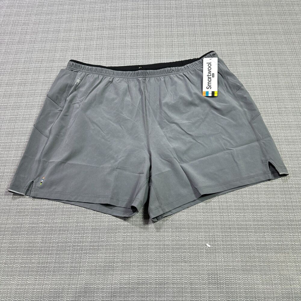 Smartwool Sport‎ Lined Shorts Mens XL Grey Performance Active Drawstring Merino